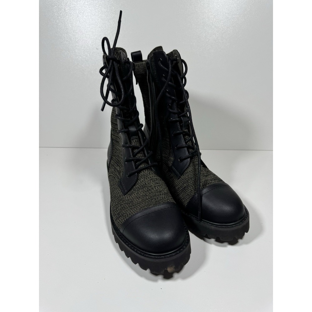 VIVAIA Olive Green Combat Boots Lace Up Lug Sole Round Toe Military 10.5 EU 41.5 - Picture 2 of 9